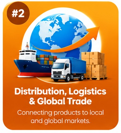 Global distribution, logistics and trade illustration