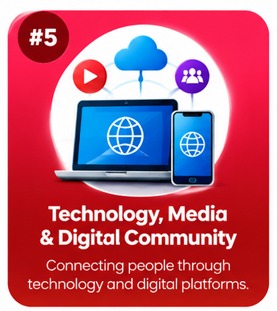 Technology, media and digital community illustration