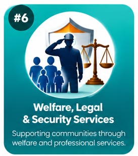 Welfare, legal and security services illustration