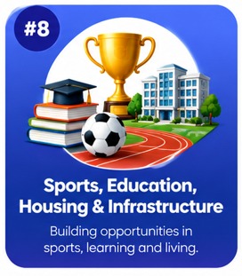 Sports, education, housing and infrastructure illustration